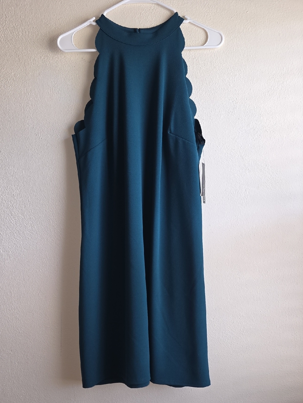 New-BCX Teal Scalloped Midi Dress